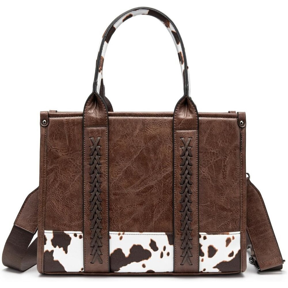 Women’s Coffee Crocodile Pattern Satchel Set | Stylish Tote & Purse Bags - Picture 1 of 6
